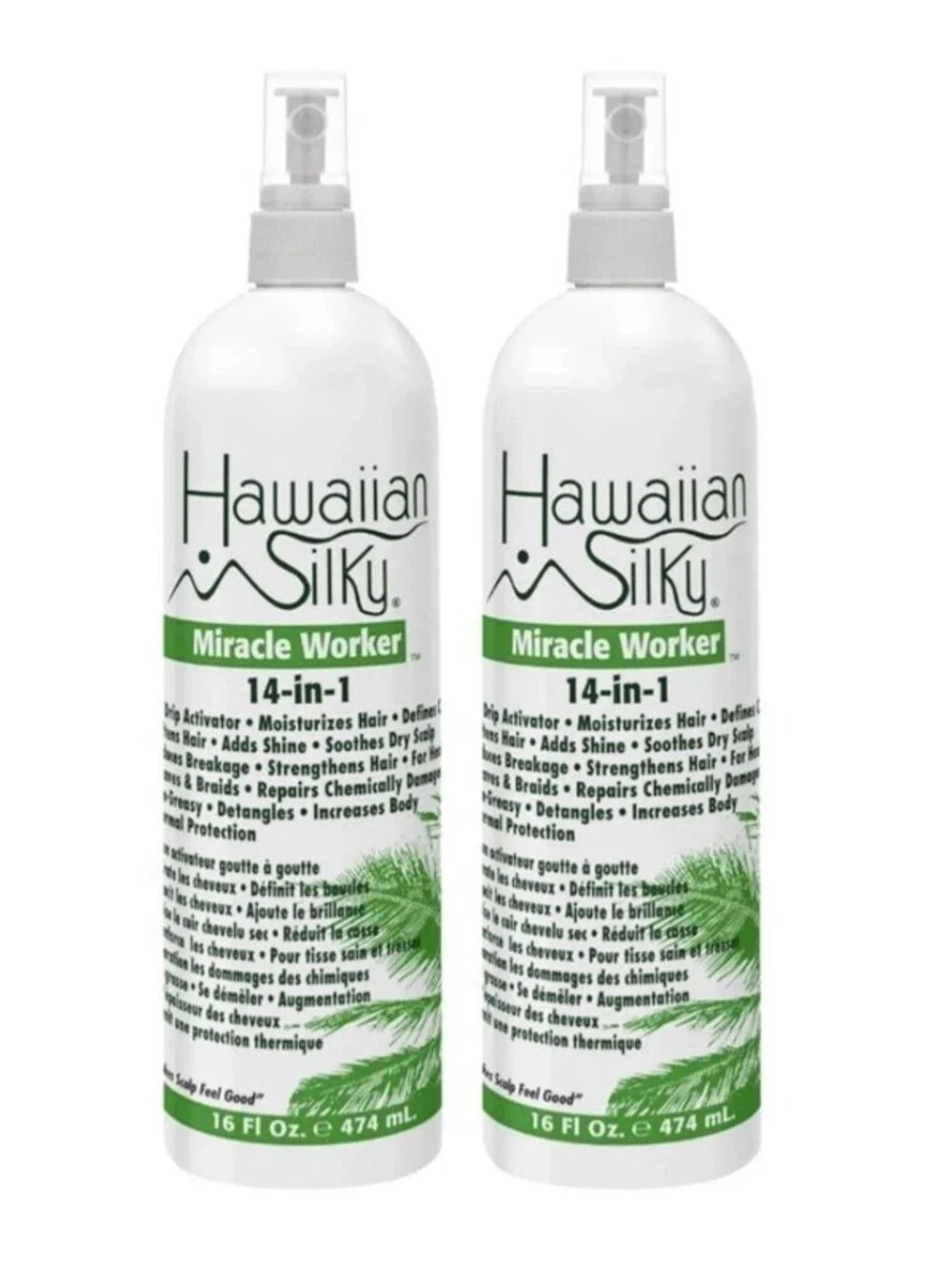 2Pk Hawaiian Silky 14 in 1 Miracle Worker No Drip Activator Moisturizer 8 Oz Ea
